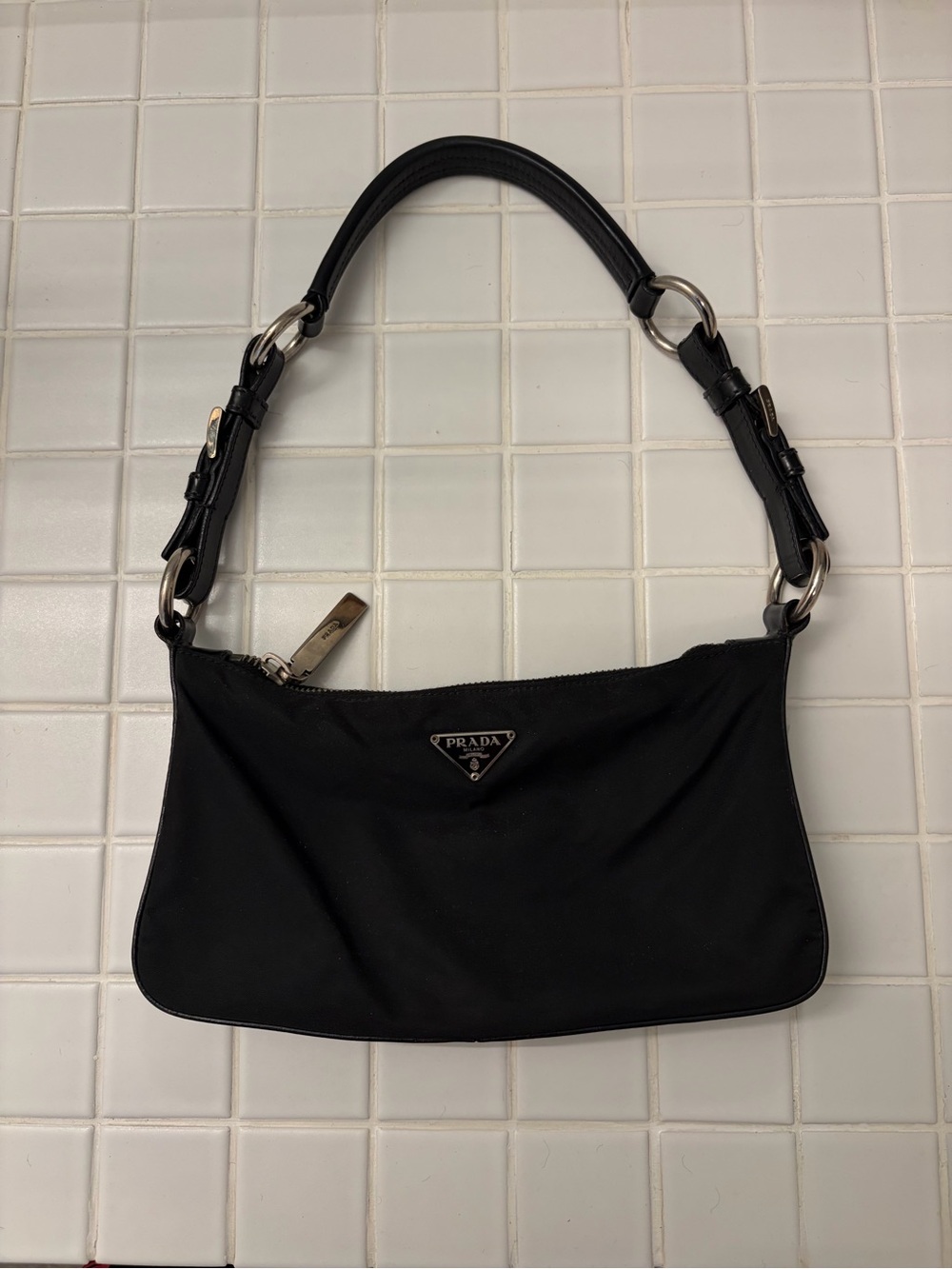 Prada Black Tessuto Black Nylon Mini Shoulder Bag